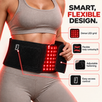 The wrap worn at the waist, showing the dense LED grid, body-contouring fit, adjustable fastening and easy-access control